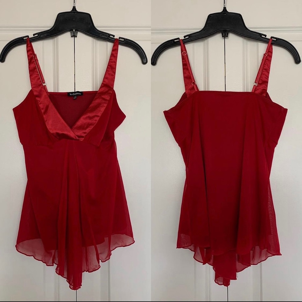 Red Satin & Tulle Top, S - Le Chateau